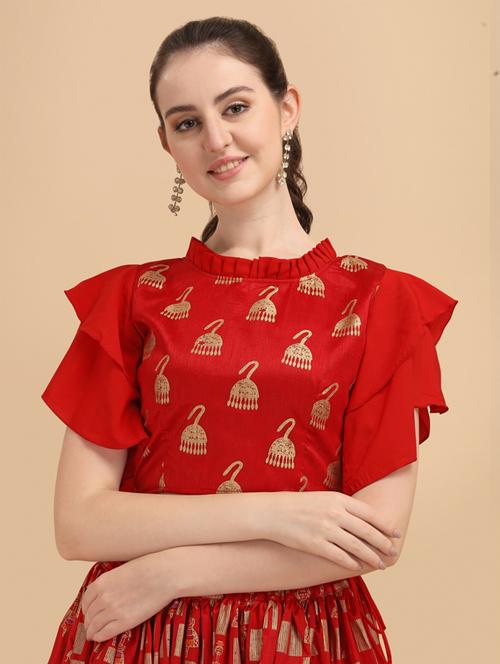 red printed crop top - 19755649 - Very Small Image - 1