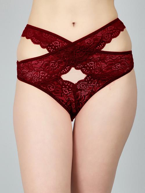 maroon nylon hipster panty - 19756067 - Very Small Image - 1