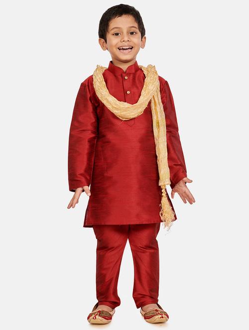 boys solid mandarin collar kurta pyjama set - 19756593 - Very Small Image - 1