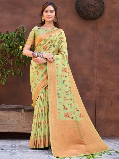 women's self design light green colored saree - 19757122 - Very Small Image - 1