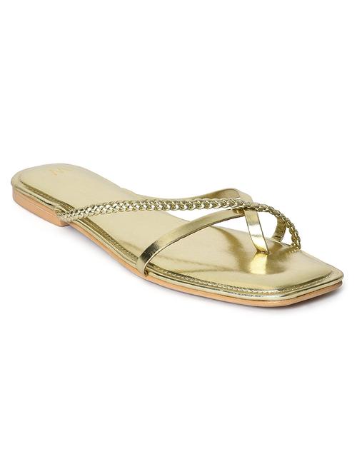gold pu slip on sandals - 19757765 - Very Small Image - 1