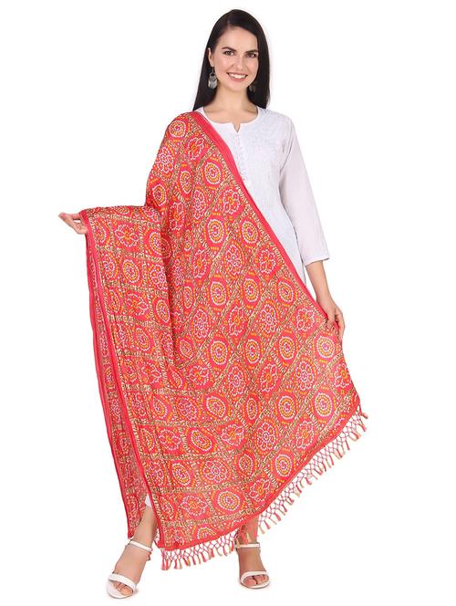 red printed dupatta - 19763183 - Very Small Image - 1