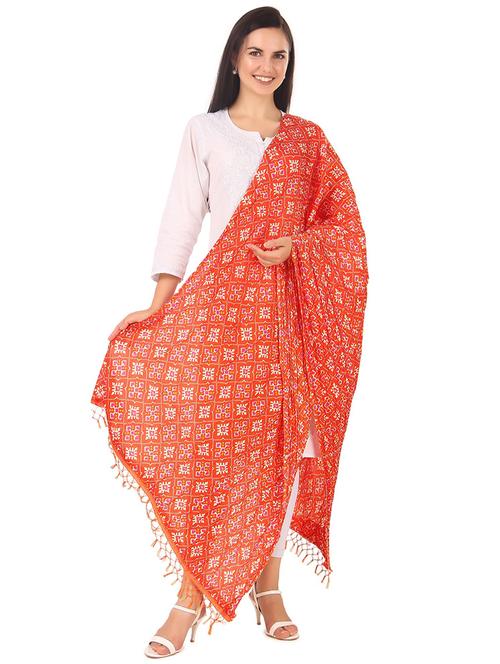 orange printed dupatta - 19763188 - Very Small Image - 1