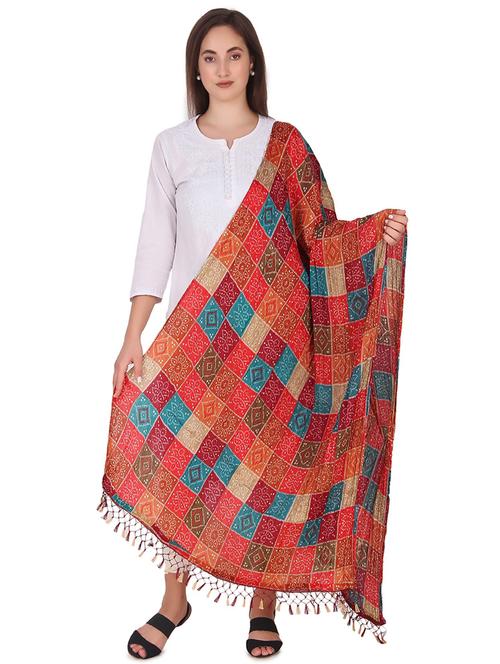 orange printed dupatta - 19763191 - Very Small Image - 1