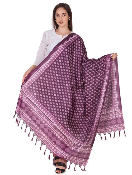 purple silk blend dupatta - 19763197 - Very Small Image - 1