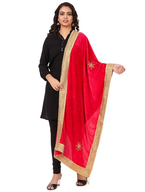 red velvet dupatta - 19763215 - Very Small Image - 1