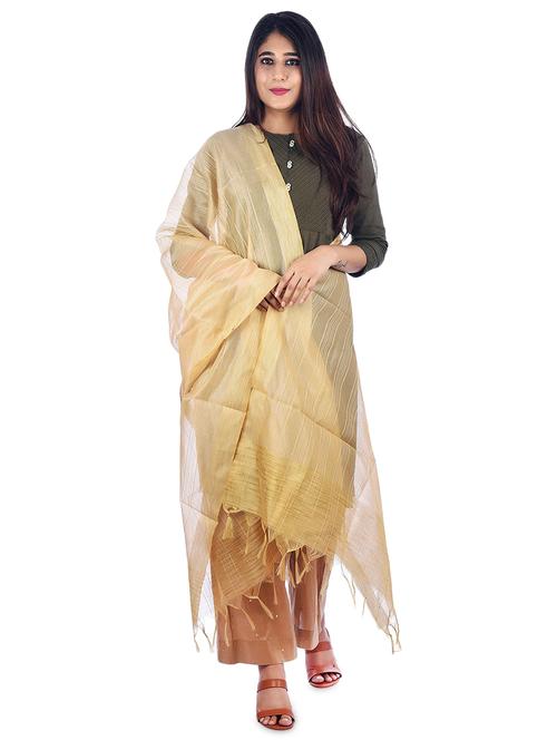 gold cotton dupatta - 19763235 - Very Small Image - 1