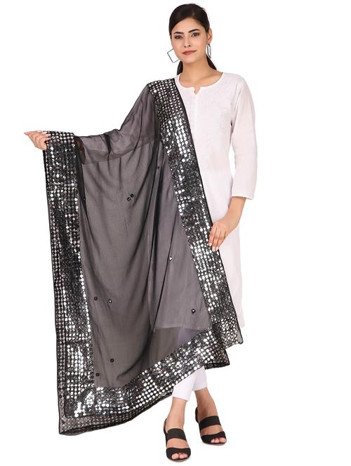 grey embroidered dupatta - 19763252 - Very Small Image - 1