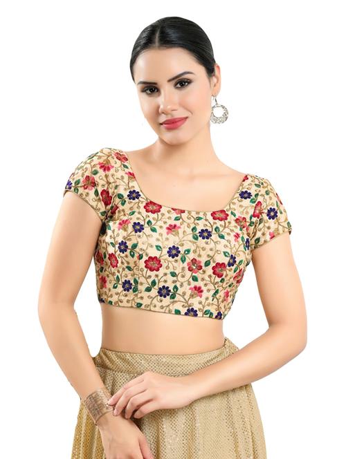 gold art silk embroidered blouse - 19763356 - Very Small Image - 1