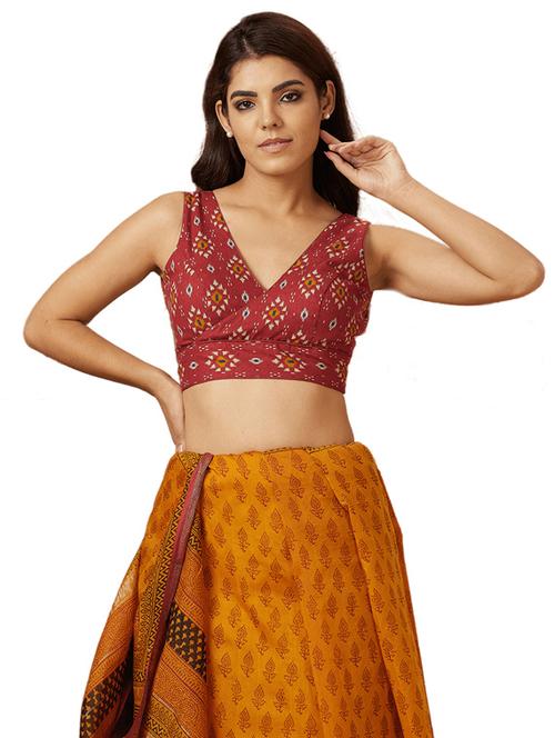 red cotton printed blouse - 19763425 - Very Small Image - 1