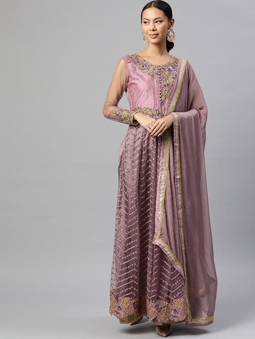 embroidered semi stitched suit set - 19763507 - Very Small Image - 1