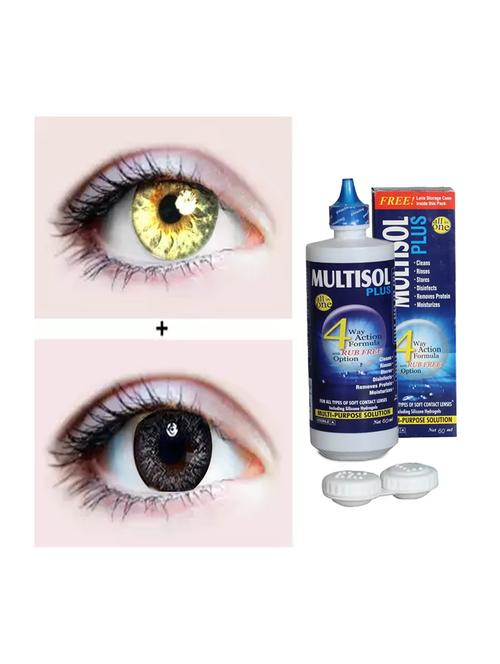 color eye disposable soft colored contact lenses zero power with uv protection, unisex lense ( 2pc gold, black) - 19763656 - Very Small Image - 1