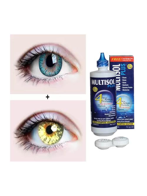 color eye disposable soft colored contact lenses zero power with uv protection, unisex lense ( 2pc aqua, gold) - 19763661 - Very Small Image - 1