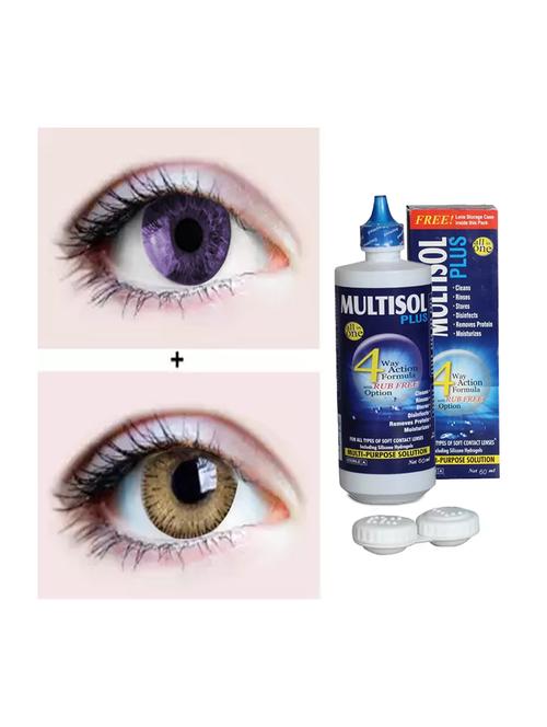 color eye disposable soft colored contact lenses zero power with uv protection, unisex lense ( 2pc violet, hazel) - 19763676 - Very Small Image - 1