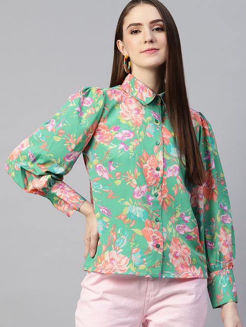 green printed regular shirt - 19764399 - Very Small Image - 1