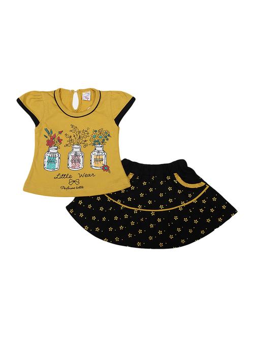girls mustard printed skirt top - 19765544 - Very Small Image - 1