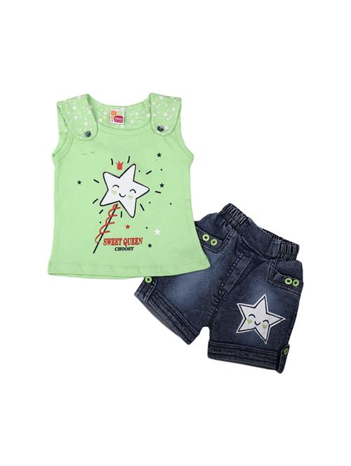 girls round neck printed twin set - 19765571 - Very Small Image - 1