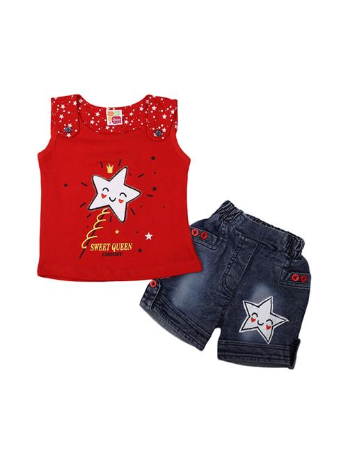 girls round neck printed twin set - 19765572 - Very Small Image - 1