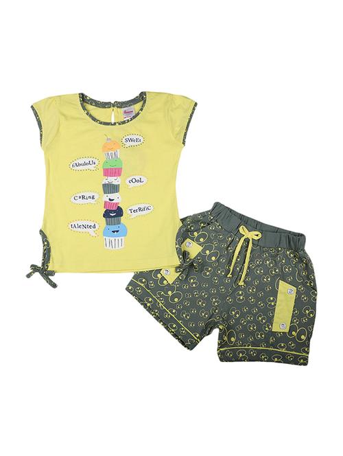 girls round neck printed twin set - 19765578 - Very Small Image - 1