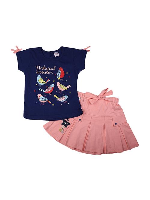girls round neck printed twin set - 19765579 - Very Small Image - 1