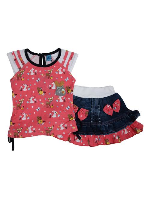 girls round neck printed twin set - 19765611 - Very Small Image - 1