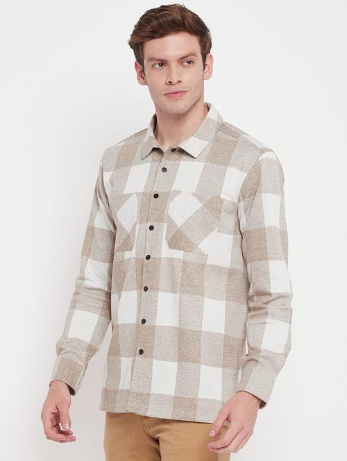 brown checks casual shirt - 19765671 - Very Small Image - 1