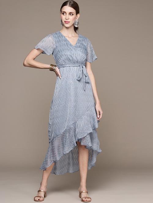 overlap neck high low dress - 19765888 - Very Small Image - 1
