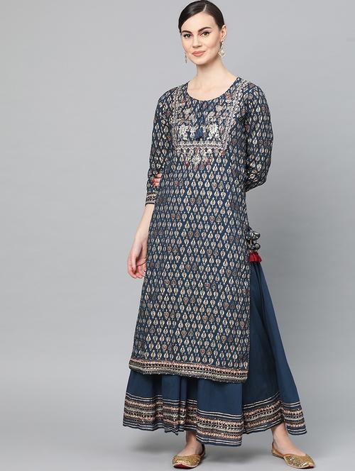 printed kurta sharara set - 19765918 - Very Small Image - 1