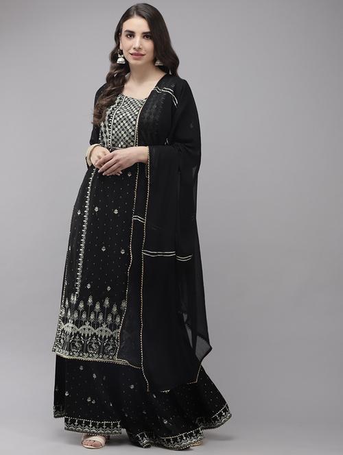 embroidered kurta sharara set - 19765998 - Very Small Image - 1