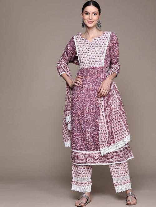 printed sequin kurta pant set - 19766055 - Very Small Image - 1