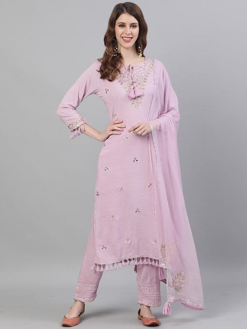mirror work kurta pant set - 19766173 - Very Small Image - 1