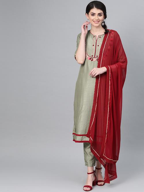 embroidered kurta pant set - 19766175 - Very Small Image - 1