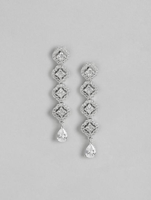 women silver plated drop earring - 19766223 - Very Small Image - 1