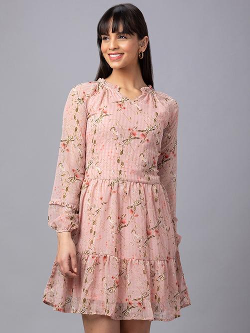 orange polyester tiered dress - 19766416 - Very Small Image - 1