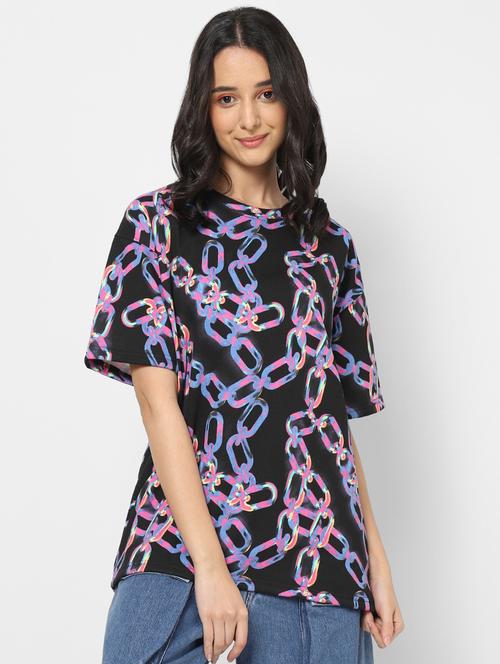 round neck printed oversized t-shirt - 19766491 - Very Small Image - 1
