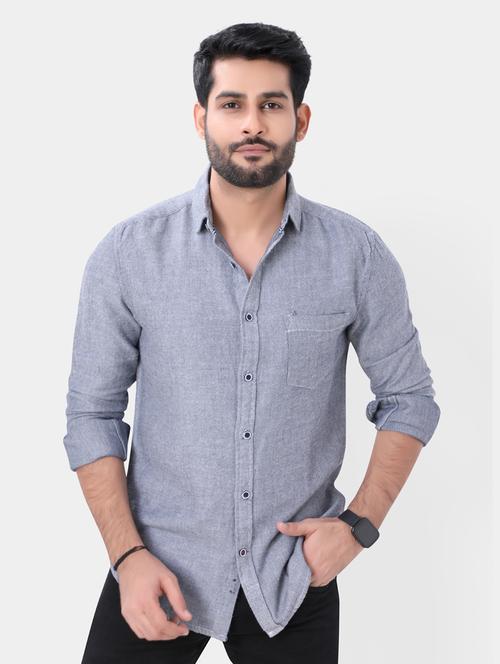 blue cotton casual shirt - 19766588 - Very Small Image - 1