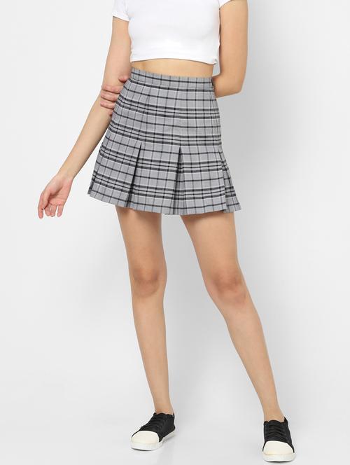 grey checkered cotton skirt - 19766595 - Very Small Image - 1
