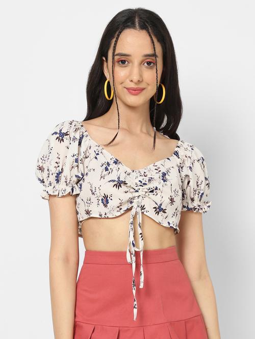 women's crop v neck top - 19766606 - Very Small Image - 1