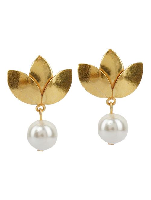gold tone brass pearl studs earring - 19768425 - Very Small Image - 1