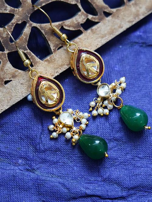 matte gold brass earrings - 19768444 - Very Small Image - 1
