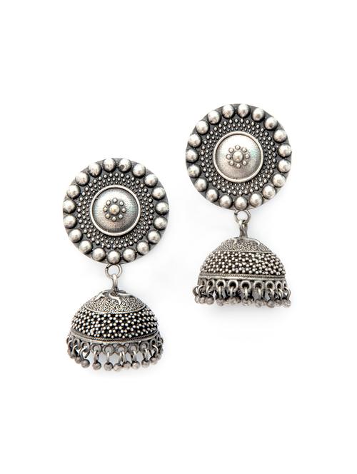 handcrafted silver tone brass jhumka - 19768527 - Very Small Image - 1