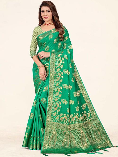 women's banarasi saree with blouse - 19770775 - Very Small Image - 1
