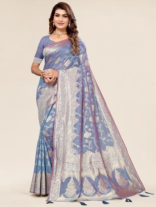 self design zari work woven saree - 19770820 - Very Small Image - 1