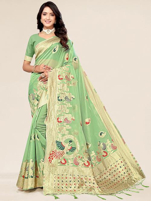 self design zari work woven saree with blouse - 19770830 - Very Small Image - 1