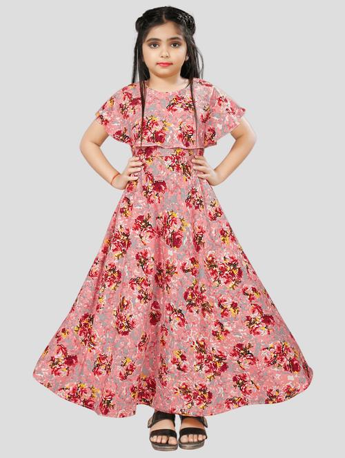 pink crepe party gown - 19770847 - Very Small Image - 1