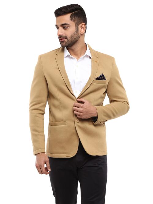 yellow cotton indo western casual blazer - 19770908 - Very Small Image - 1