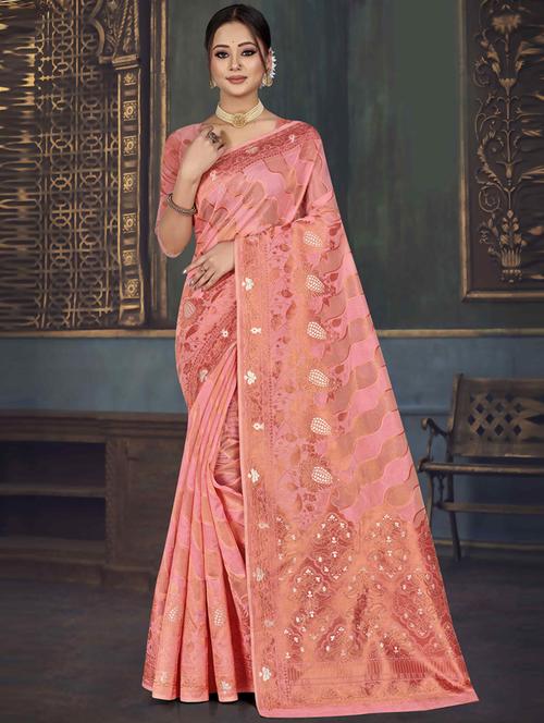 self design zari work woven saree with blouse - 19771047 - Very Small Image - 1