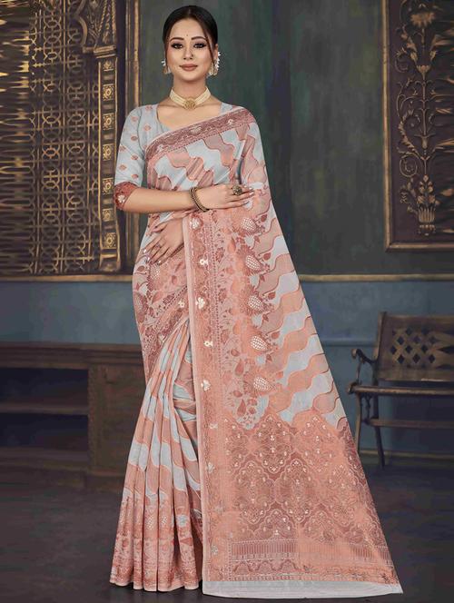 self design zari work woven saree with blouse - 19771052 - Very Small Image - 1