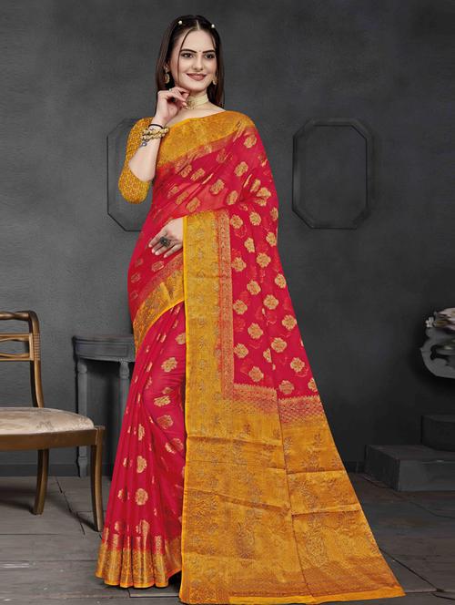 self design zari work woven saree with blouse - 19771053 - Very Small Image - 1