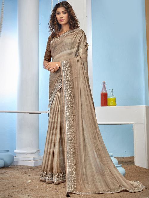 self design embroidered saree with blouse - 19771431 - Very Small Image - 1